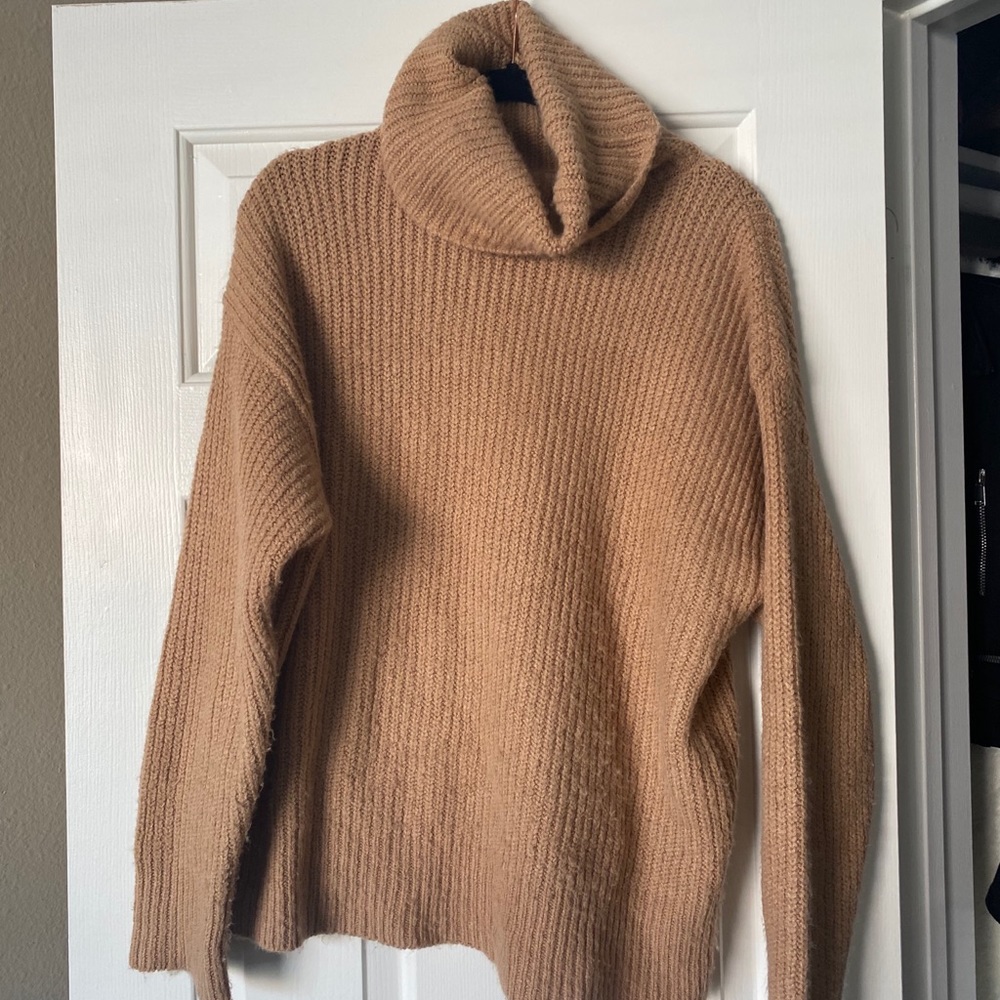 Tan Forever 21 Cowl Neck Turtleneck Sweater M